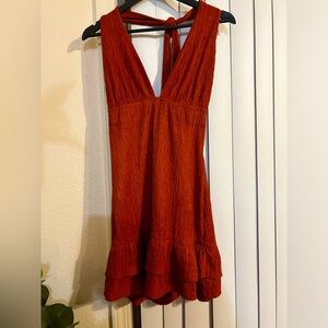 Size Large beautiful dress, open back with halter top tie.